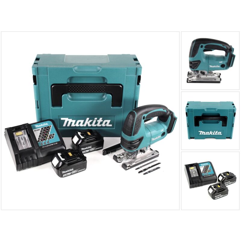 Makita - djv 180 rfj Seghetto alternativo a batteria 18V + 2x Batterie 3,0Ah + Caricabatterie + Valigetta Makpac