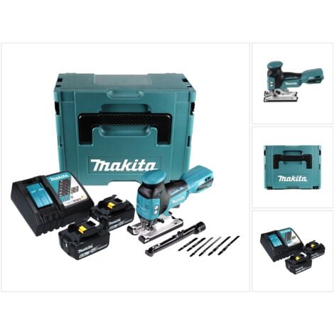 Makita DJV 181 RGJ Akku Pendelhub Stichsäge 18 V Brushless + 2x Akku 6,0 Ah + Ladegerät + Makpac