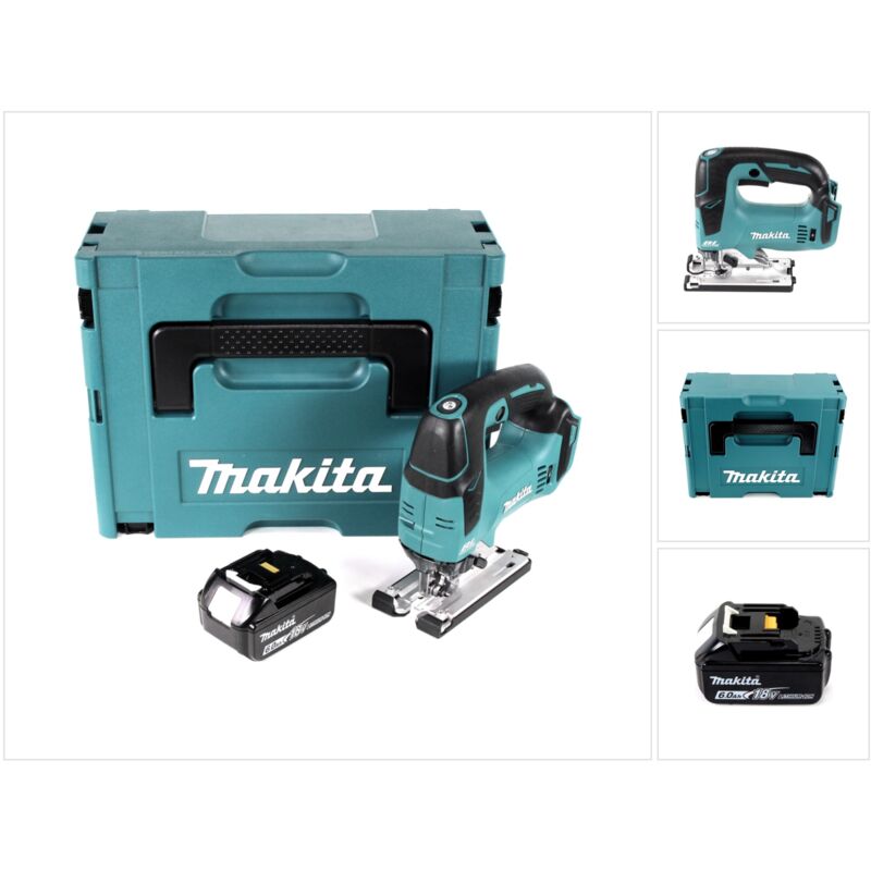 Makita DJV 182 G1J Seghetto alternativo brushless a batteria 18V 26mm in valigetta Makpac + 1x Batteria BL1860B 6,0 Ah - senza caricabatterie