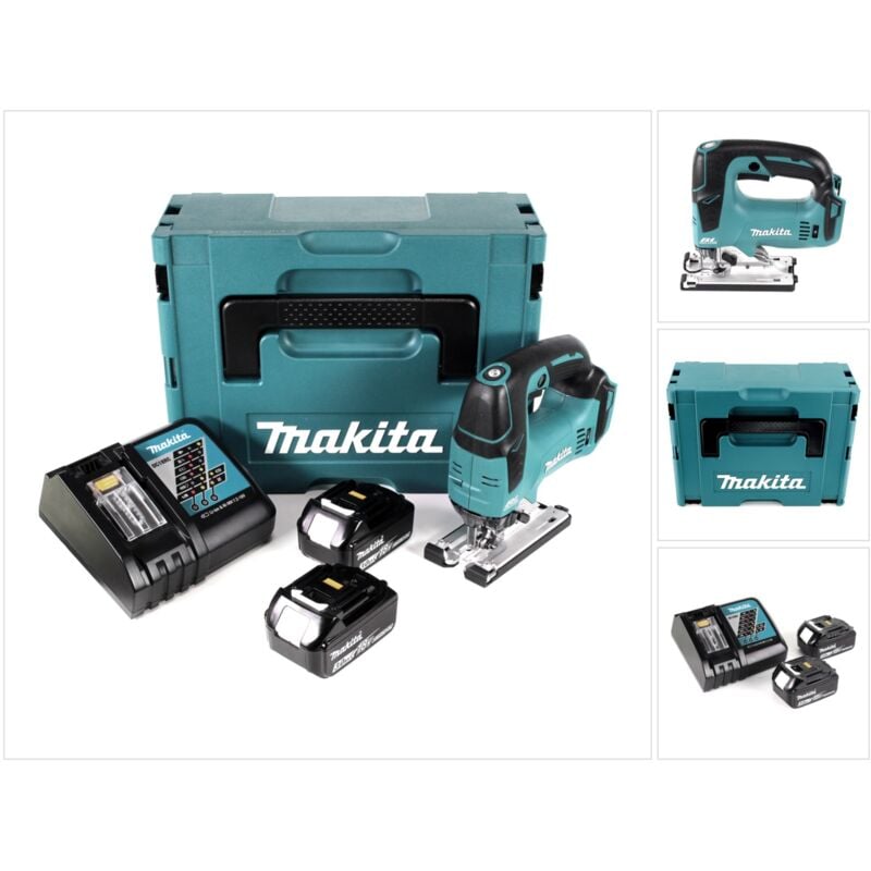 Makita DJV 182 RFJ Seghetto alternativo a batteria 18V / brushless in valigetta Makpac + 2x Batterie 3,0 Ah + Caricabatterie