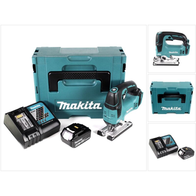 Makita DJV 182 RG1J Seghetto alternativo a batteria 18V / brushless in valigetta Makpac + 1x Batteria 6,0 Ah + Caricabatterie