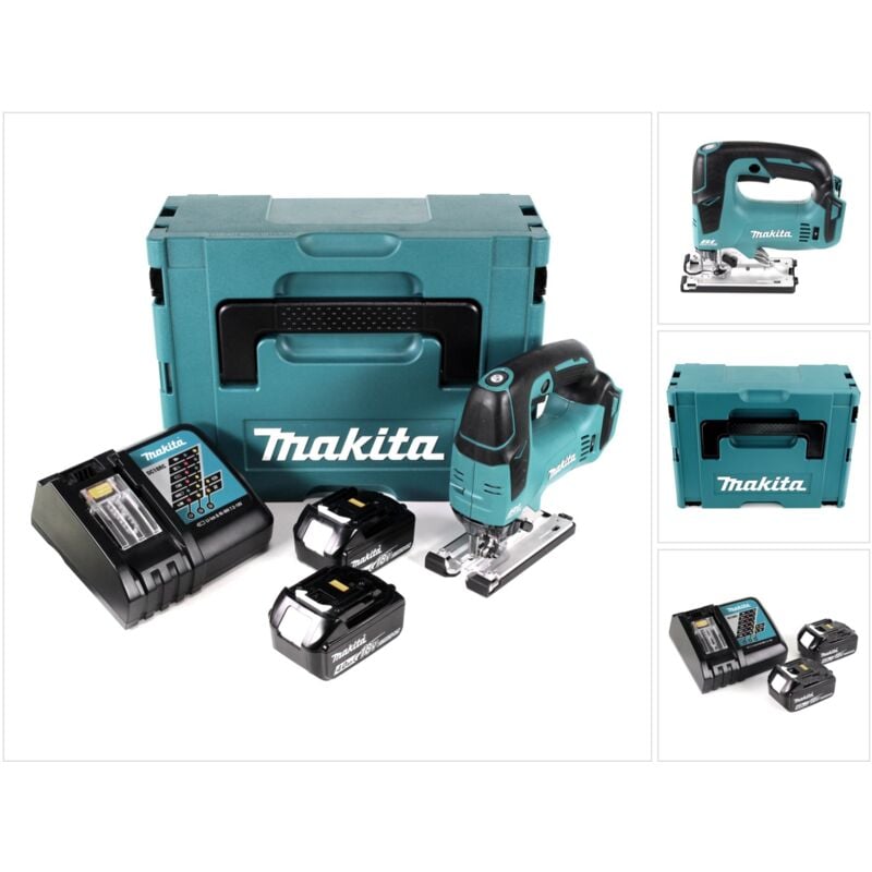 Djv 182 rmj Scie sauteuse sans fil 18V Brushless + 2x Batteries 4,0Ah + Chargeur + Coffret - Makita