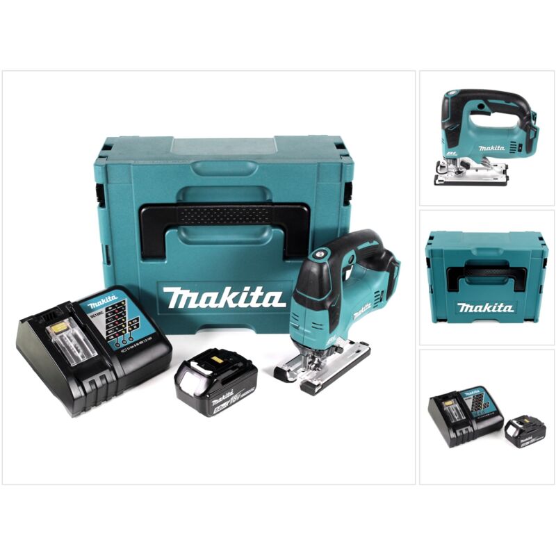 Makita DJV 182 RT1J Seghetto alternativo brushless a batteria 18V in valigetta Makpac + 1x Batteria 5,0 Ah + Caricabatterie