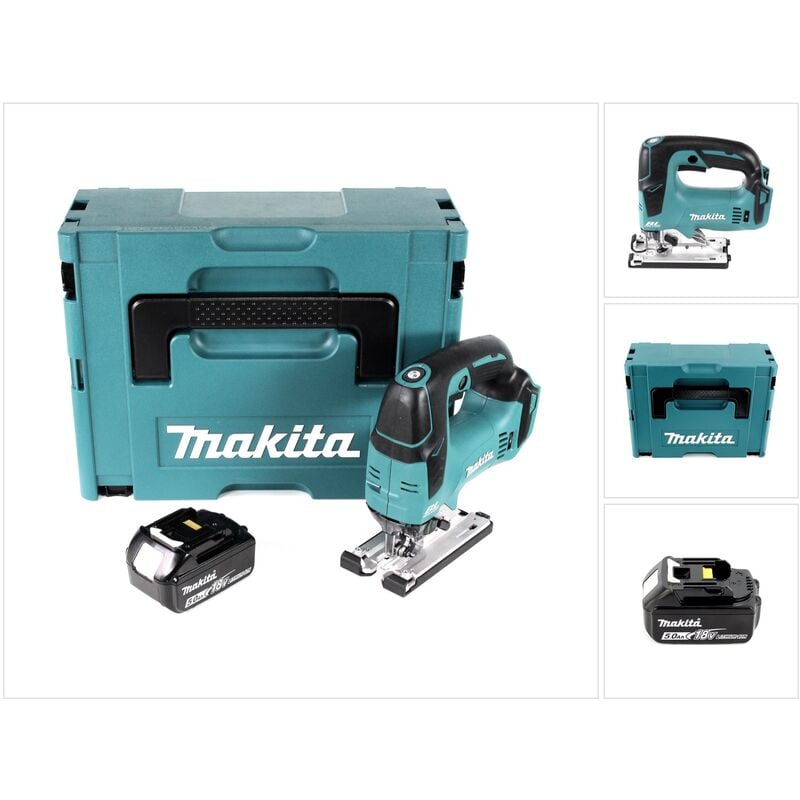 Djv 182 T1J Scie sauteuse sans fil 18V Brushless 26mm + Coffret de transport Makpac + 1x Batterie BL1850B 5,0 Ah - sans Chargeur - Makita