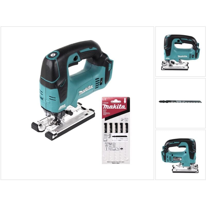 Makita DJV 182 Z Seghetto alternativo brushless a batteria 18V 26mm + Makita L-2 Set di 5 lame da seghetto alternativo per legno ( A-86309) - senza
