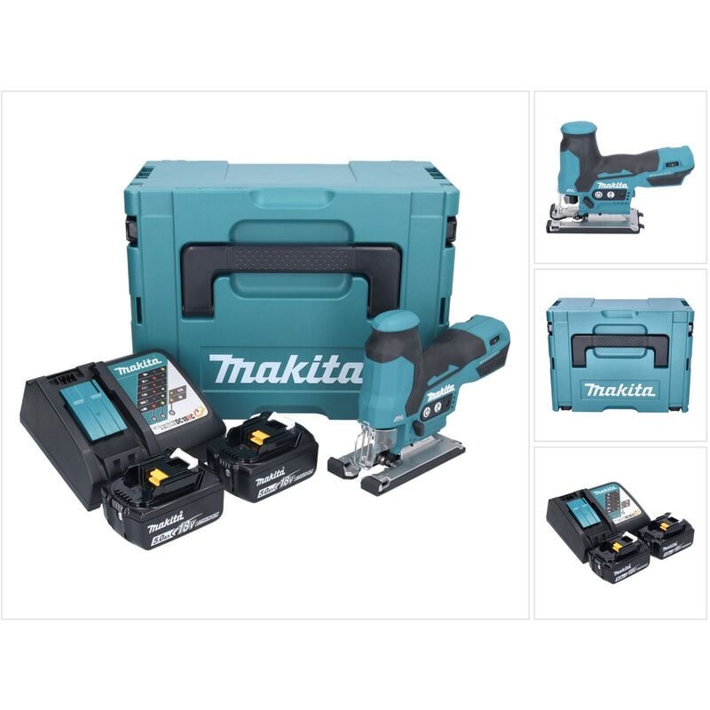 Makita - djv 185 rtj Scie sauteuse pendulaire sans fil 18 v Brushless + 2x batterie 5,0 Ah + chargeur + Makpac