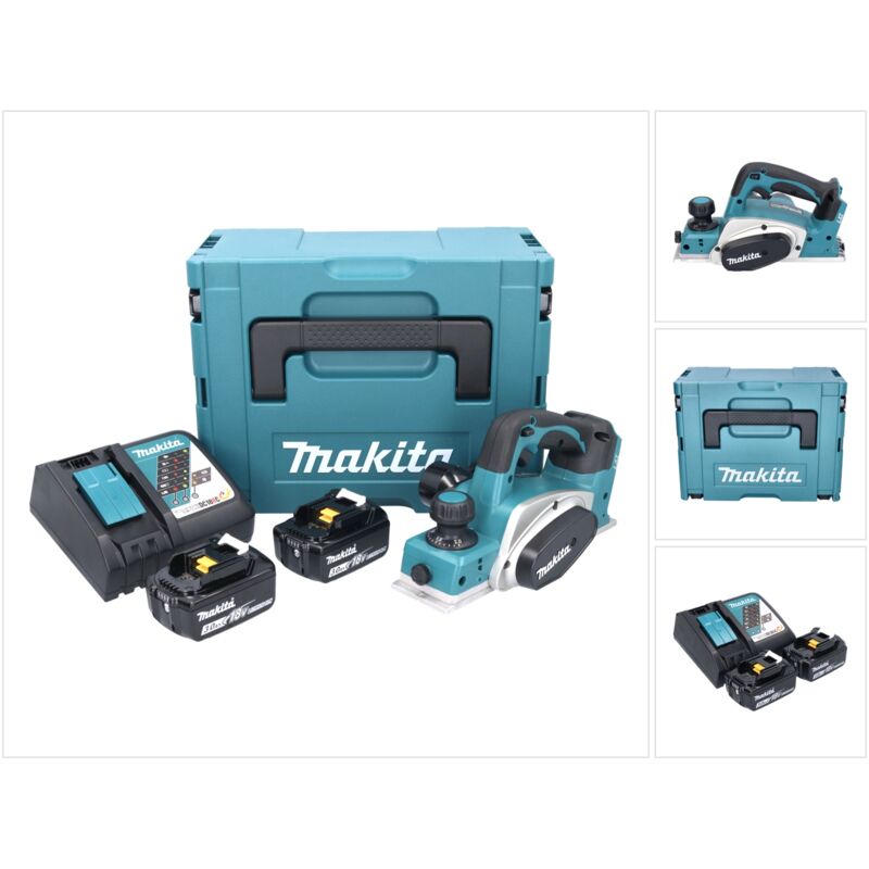 Dkp 180 rfj Rabot sans fil 18 v 82 mm + 2x batterie 3,0 Ah + chargeur + Makpac - Makita