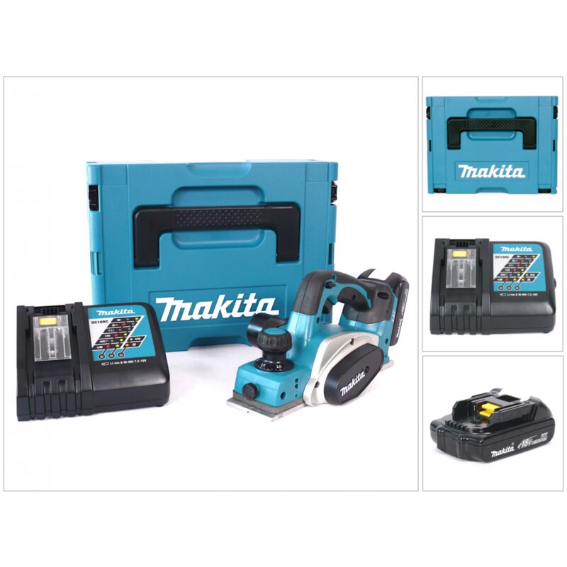 Image of Makita DKP 180 Y1J-D 18 V Akku Hobel im MAKPAC inkl. BL 1815 N Akku + DC18RC Ladegerät