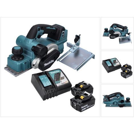 Makita DKP 181 RT Akku Hobel Falzhobel 82 mm 18 V Brushless + 2x Akku 5,0 Ah + Ladegerät