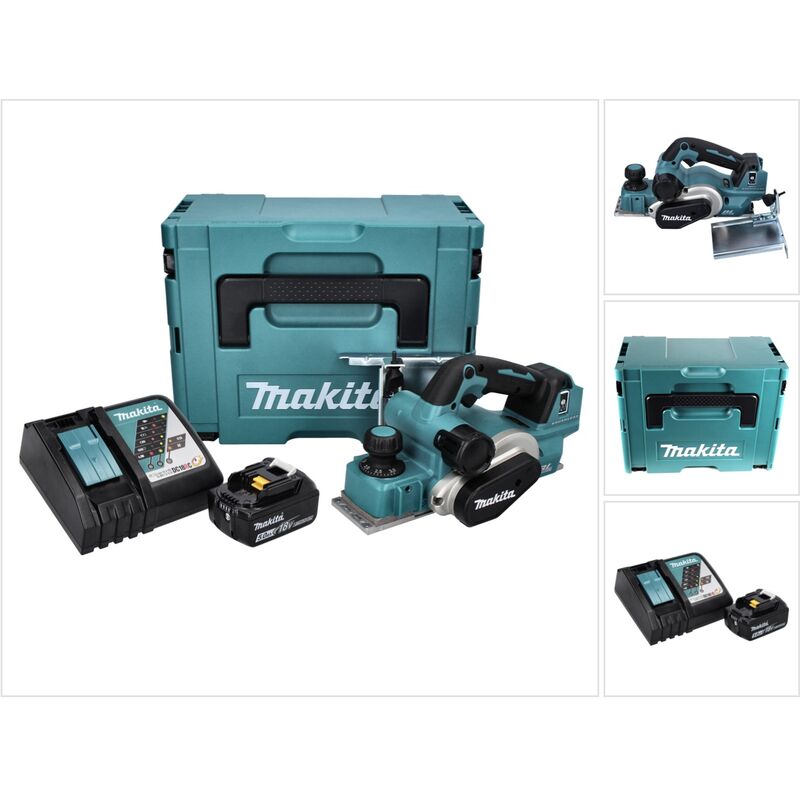 Image of Makita DKP 181 RT1J Akku Hobel Falzhobel 82 mm 18 V Brushless + 1x Akku 5,0 Ah + Ladegerät + Makpac