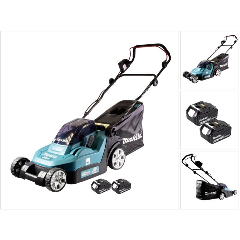 Dlm 432 G2 Tondeuse à gazon sans fil 36 v (2x 18 v) 43 cm brushless + 2x Batteries 6.0 Ah - sans chargeur - Makita