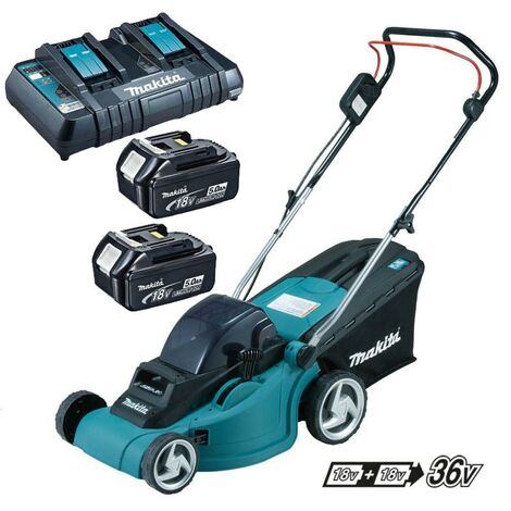 Makita DLM380PT2 18v 36v LXT Cordless Lawn Mower 2 x 5.0ah Battery Dual Charger