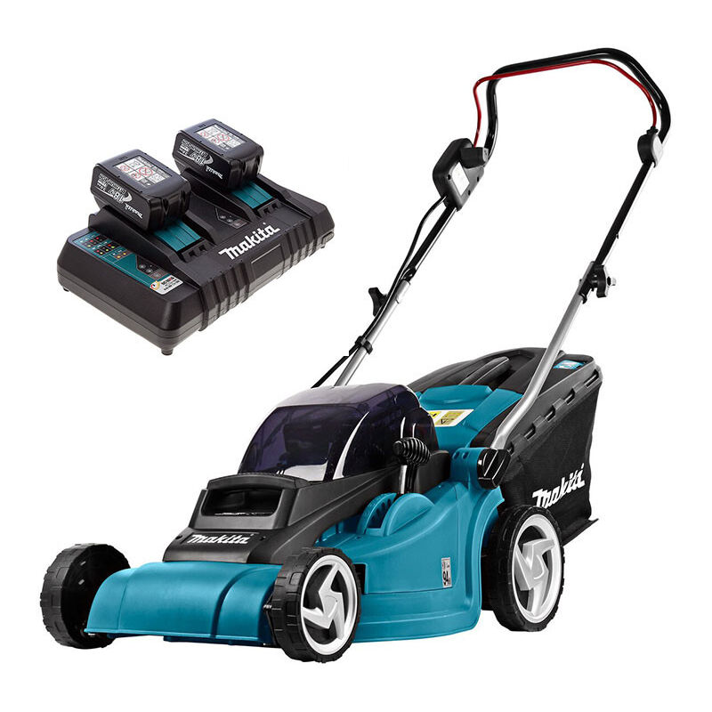 Makita DLM382PGA2 Twin 18v 38mm Lawn Mower 2 x 6ah Batt & Charger