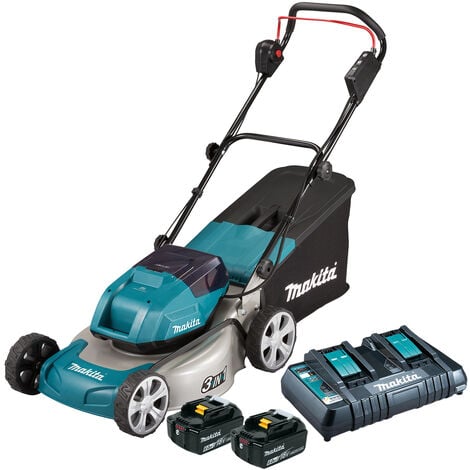 Makita DLM460PG2 18V/36V 460mm Lawn Mower with 2 x 6.0Ah Batteries & Twin Port Charger:18V
