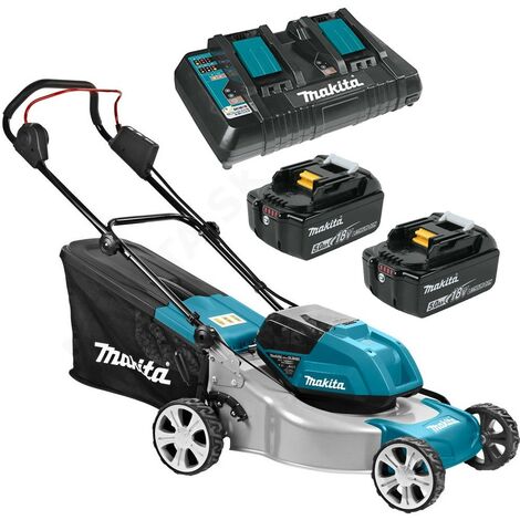 Makita DLM460Z Twin 18v / 36v LXT Cordless Brushless Lawn Mower 460mm - 2 x 5ah