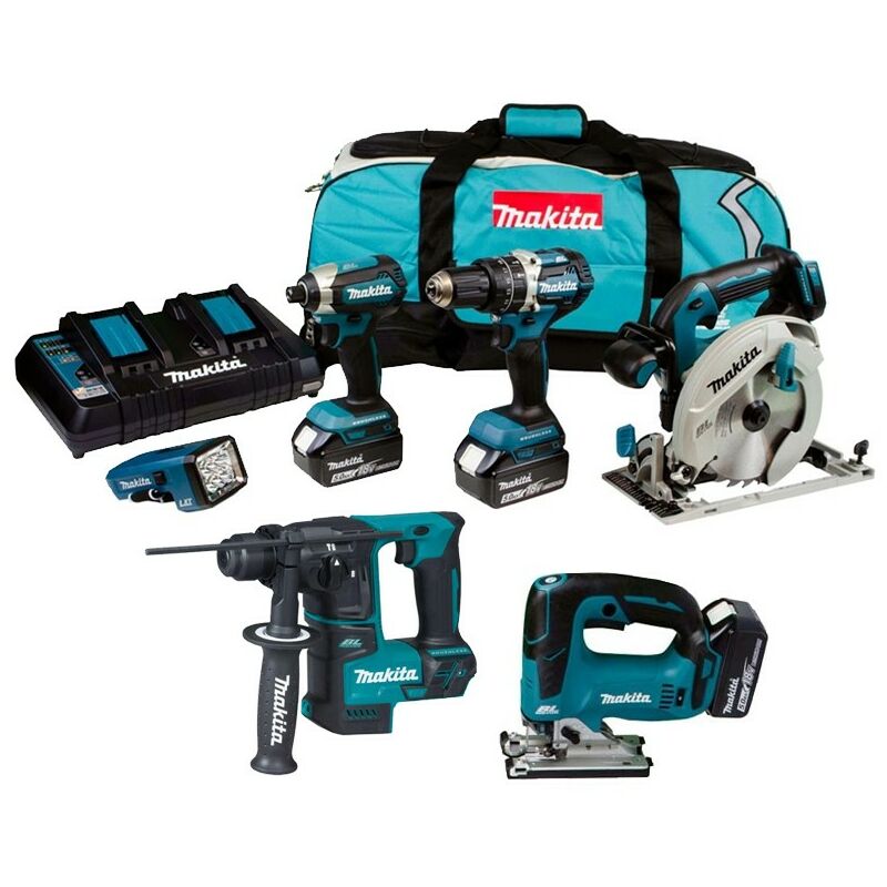 Makita - dlx 18v Brushless 6 Piece lxt Multi Tool Kit Cordless Lithium lxt 3x5.0ah