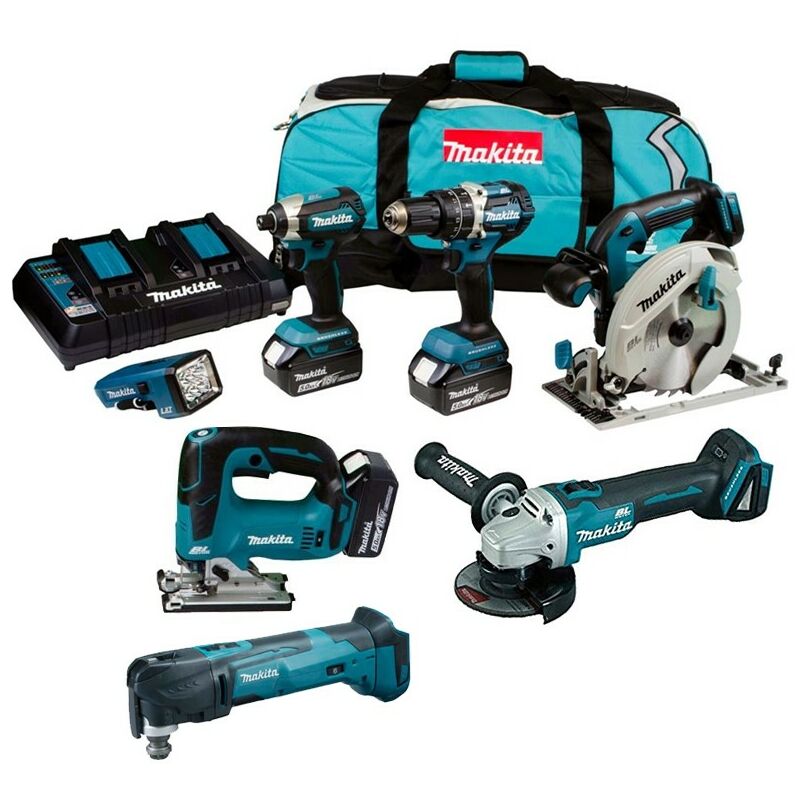 Makita - dlx 18v Brushless 7 Piece lxt Multi Tool Kit Cordless Lithium lxt 3x5.0ah