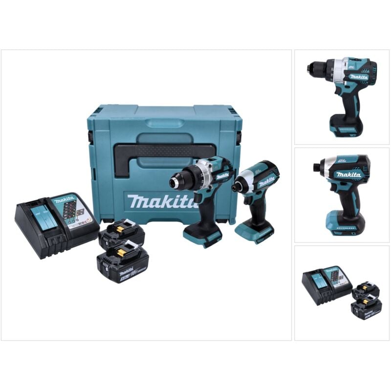 Makita - dlx 2432 tj Kit sans fil ddf 486 Perceuse-visseuse + dtd 153 Visseuse à chocs + 2x Batteries 5,0 Ah + Chargeur + Makpac