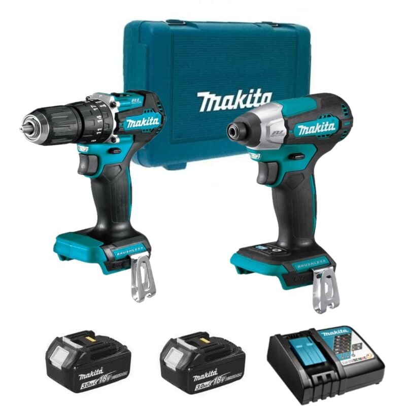 Makita DLX2414AJ Perceuse visseuse DHP487Z + DTD157Z + batteries 2x3.0Ah dans coffret