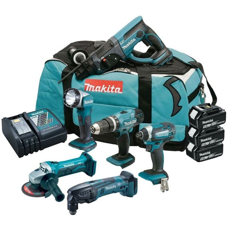 Makita - DLX6075PT 18v 6 Piece lxt Cordless Tool Kit Li-Ion - 3 x 5.0Ah Batteries