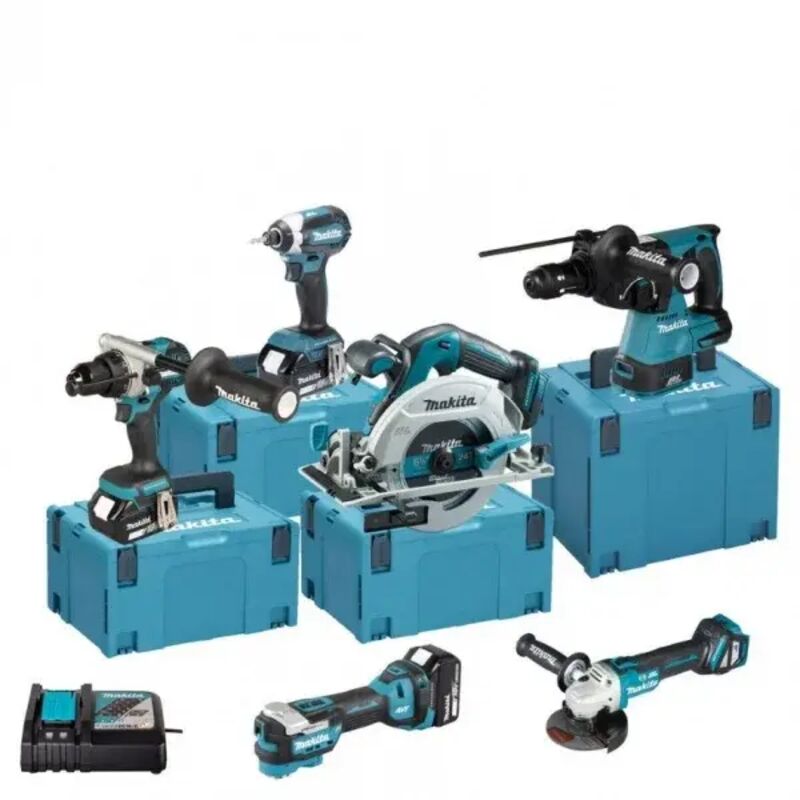 Makita DLX6139JX1 - Set avvitatori, tassellatore, sega circolare, smerigliatrice e utensile multifunzione 18 V