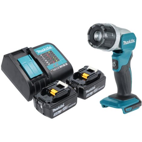 Makita DML 808 ST Akku Handstrahler 14,4 / 18 V 190 lm LED + 2x Akku 5,0 Ah + Ladegerät
