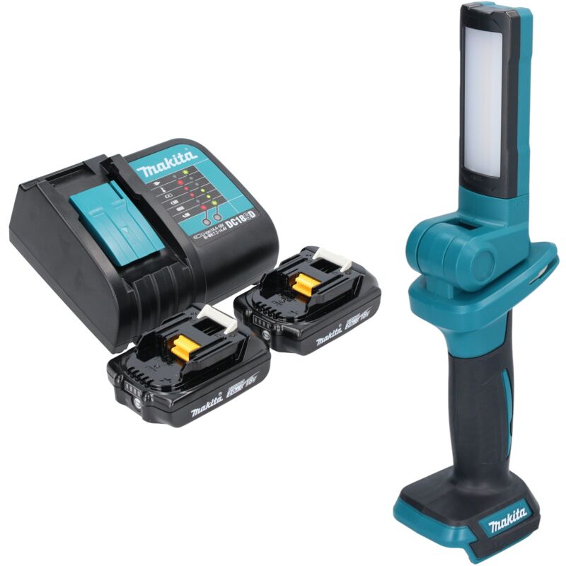 Makita - dml 816 sa Lampe de travail sans fil 18 v 100 - 500 lm led + 2x batterie 2,0 Ah + chargeur