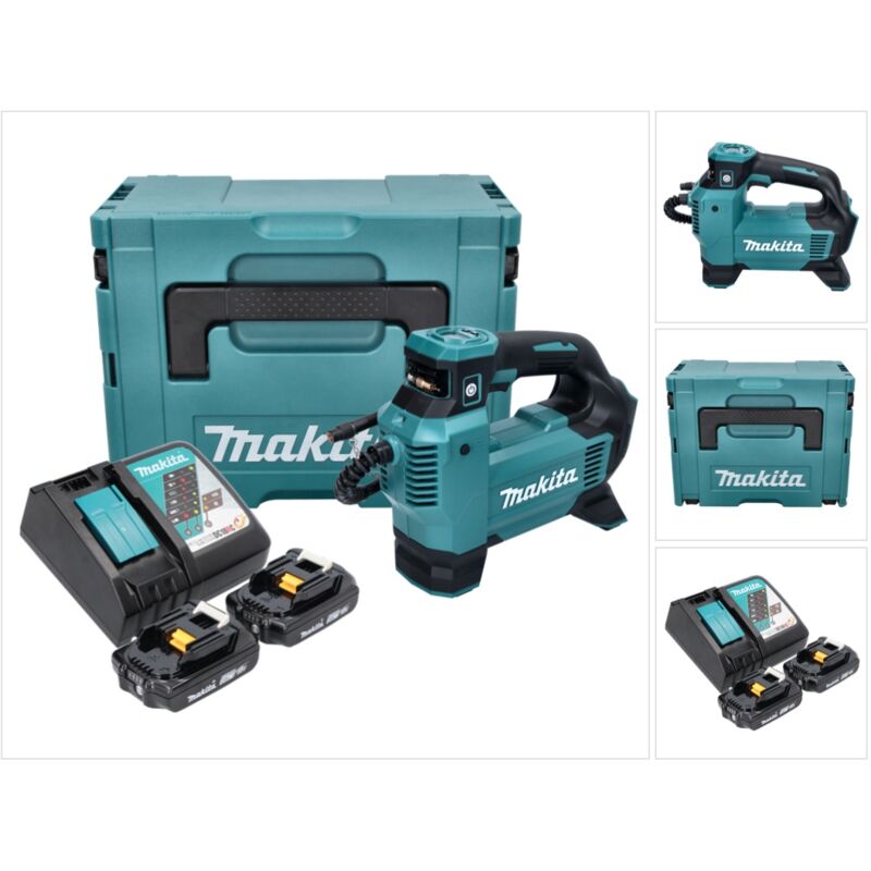 Makita - dmp 181 raj Compresseur sans fil 18 v 11,1 bar + 2x batterie 2,0 Ah + chargeur + Makpac