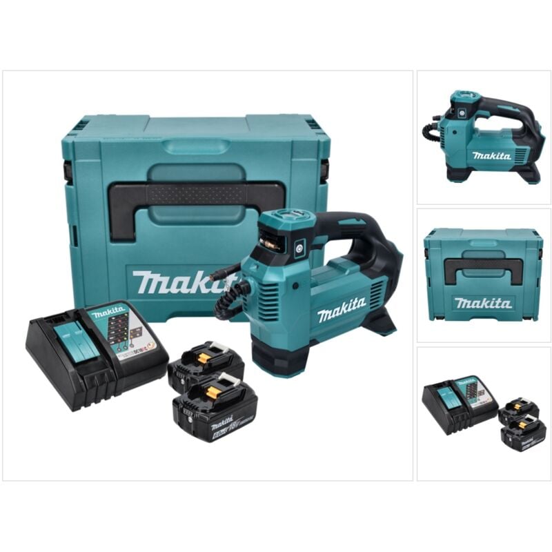 Dmp 181 rgj Gonfleur sans fil 11,1 bar 18 v + 2x Batteries 6,0Ah + Chargeur + Coffret Makpac - Makita
