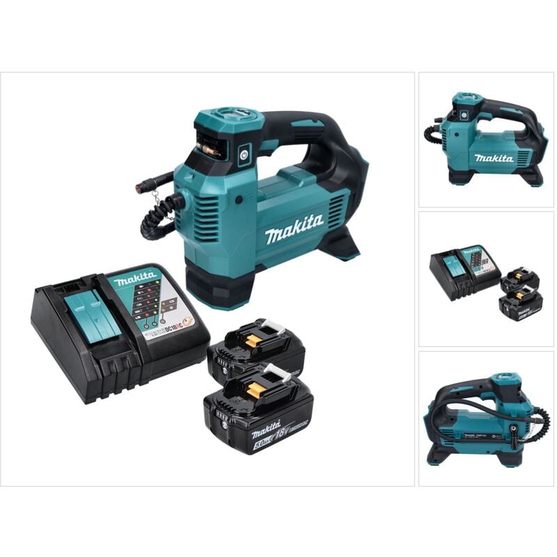 DMP181RT Compresseur/Gonfleur sans fil 11,1bar 18V + 2x Batteries 5,0 Ah + Chargeur - Makita