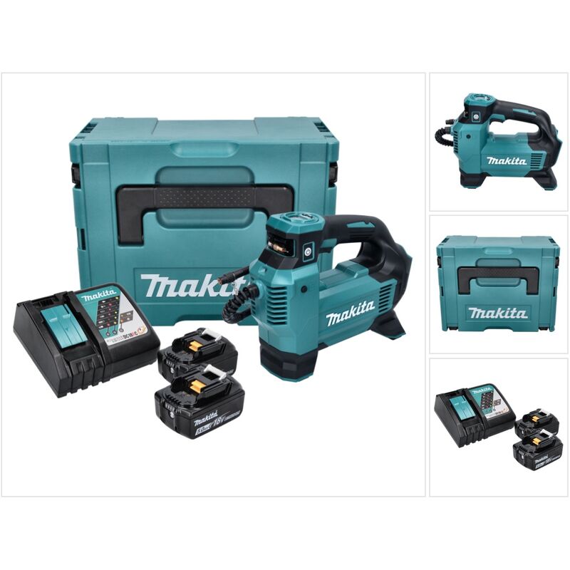 Makita - DMP181RTJ Compresseur/Gonfleur sans fil 11,1 bar 18V + 2x Batteries 5,0 Ah + Chargeur + Coffret Makpac