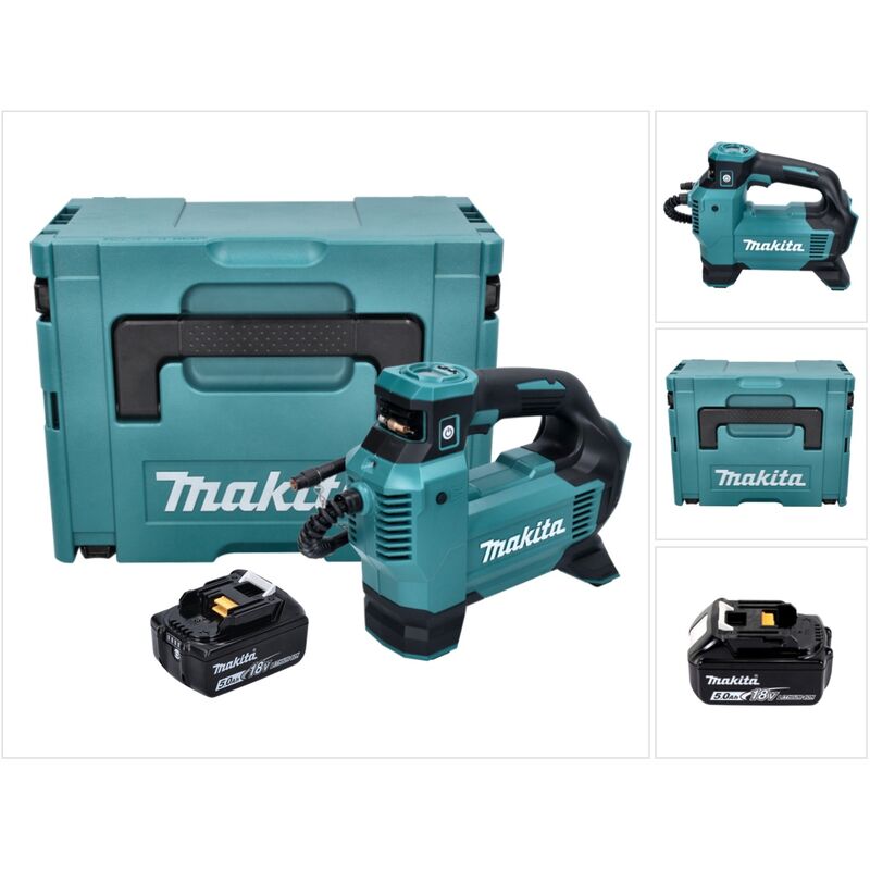 DMP181T1J Compresseur/Gonfleur sans fil 11,1 bar 18V + 1x Batterie 5,0 Ah + Coffret Makpac - sans chargeur - Makita