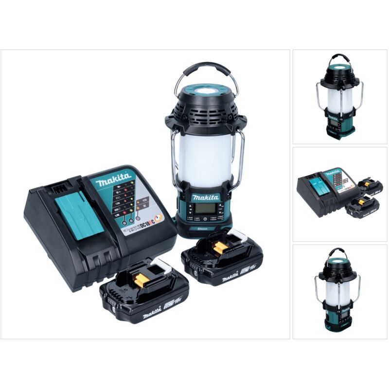 Makita - dmr 056 ra Radio sans fil 18 v fm dab+ avec lanterne 360 Lampe de poche IP65 + 2x batterie 2,0 Ah + chargeur