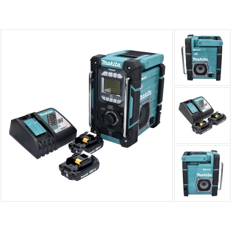 Makita DMR 301 RA Radio de chantier sans fil 12 V maxi - 18 V DAB / DAB+ / Bluetooth + 2x batterie 2,0 Ah + chargeur