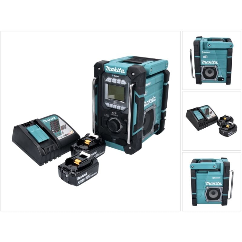 Dmr 301 rf radio de chantier rechargeable 12 v max - 18 v dab / dab+ / Bluetooth + 2x batterie rechargeable 3.0 Ah + chargeur - Makita