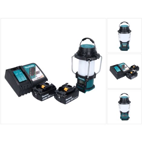 Makita DMR055T1 Radio avec lanterne sans fil 18V FM 360° + 2x Batteries 5,0Ah - Chargeur