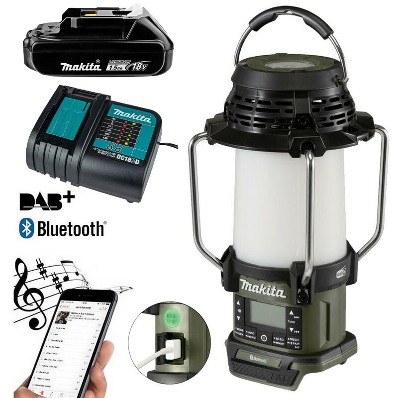 DMR056 18v lxt Digital dab Site Radio Bluetooth Torch + Battery + Charger - Makita