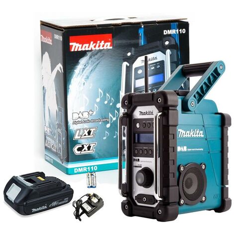 main image of "Makita DMR110 DAB PLUS Blue Job Site Radio CXT 10.8v LXT 18v LI-ion +18V Battery"