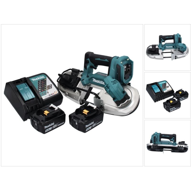 Dpb 183 rt Scie à ruban sans fil 18 v 66 mm brushless + 2x Batteries 5,0 Ah + Chargeur - Makita