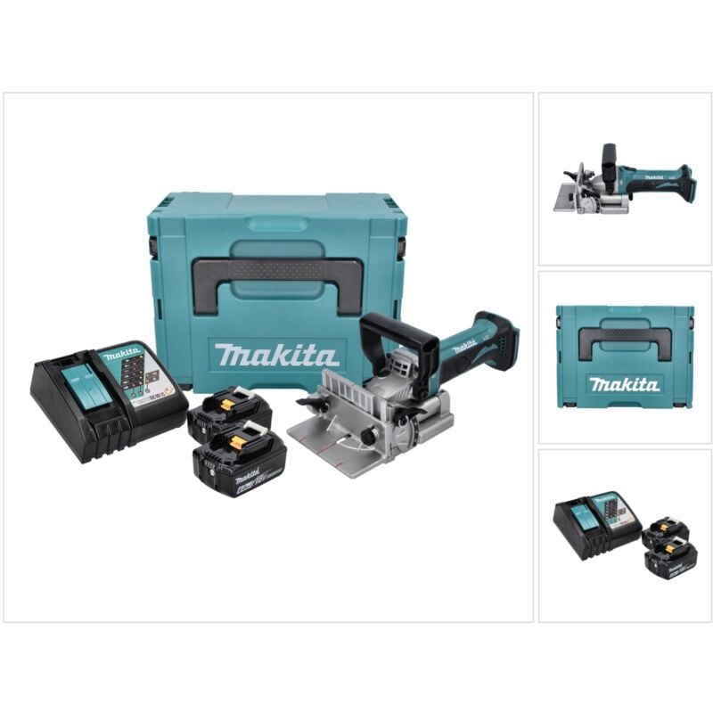 Makita - dpj 180 rgj Machine à rainurer sans fil 18 v 100 mm + 2x Batteries 6,0 Ah + Chargeur + Makpac