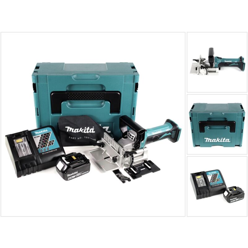 Makita - dpj 180 RT1J Fresatrice intestatrice a batteria 18V in valigetta Makpac + 1x Batteria 5,0 Ah + Caricabatterie