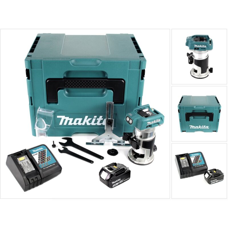 

Makita - DRT 50 RF1J Fresadora multifunción a batería 18V en maletín Makpac 4 + 1x Batería BL 1830 + Cargador DC 18 RC
