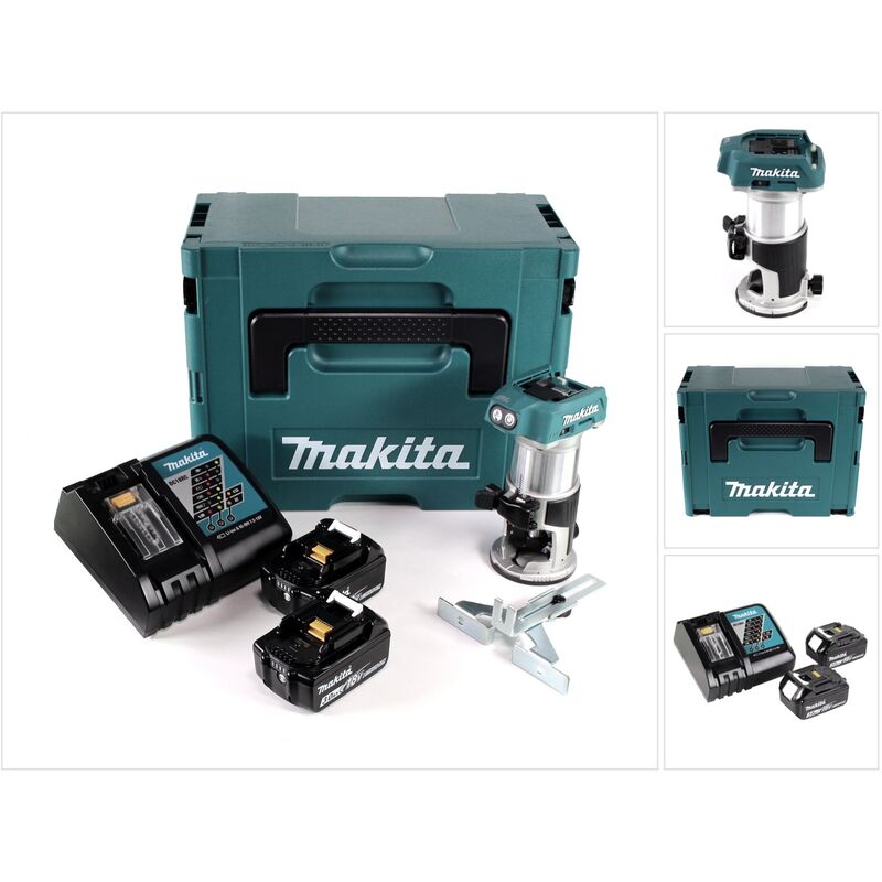 Makita - drt 50 rfj fraiseuse multifonctions sans fil brushless 18V + 2x batteries 3,0 Ah + chargeur rapide en Makpac 3