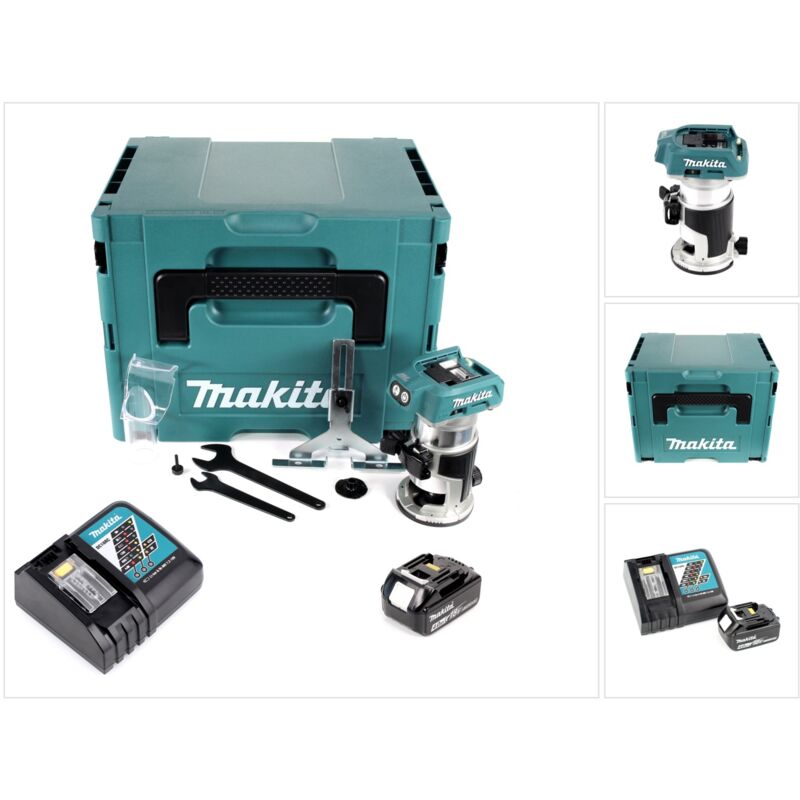 Makita - drt 50 RM1J Fresatrice multifunzione a batteria 18V in valigetta Makpac 4 + 1x Batteria bl 1840 da 4,0 Ah + Caricabatterie dc 18 rc