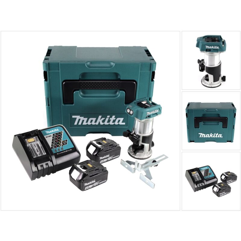 Makita - drt 50 rmj fraiseuse multifonction sans fil brushless 18V + 2x batteries 4,0 Ah + chargeur rapide en Makpac 3