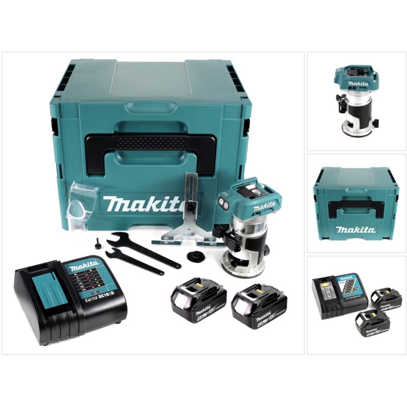 Makita - drt 50 rmj Fresatrice multifunzione a batteria 18V in valigetta Makpac + 2x Batterie 4,0 Ah + Caricatore rapido dc 18 rc