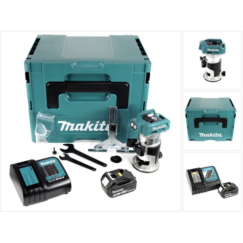 Makita - drt 50 RT1J Fresatrice multifunzione a batteria 18V in valigetta Makpac + 1x Batteria 5,0 Ah + Caricatore rapido dc 18 rc