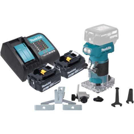 Makita DRT 52 SM Akku Kantenfräse 18 V 6 mm Brushless + 2x Akku 4,0 Ah + Ladegerät