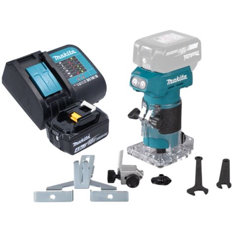 Makita DRT 52 SM1 Akku Kantenfräse 18 V 6 mm Brushless + 1x Akku 4,0 Ah + Ladegerät