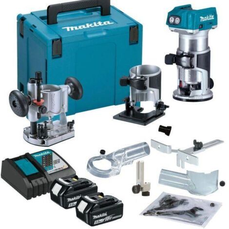 Makita DRT50RTJX2 18V LXT Brushless Router/Trimmer Kit With Trimmer and Plunge Base